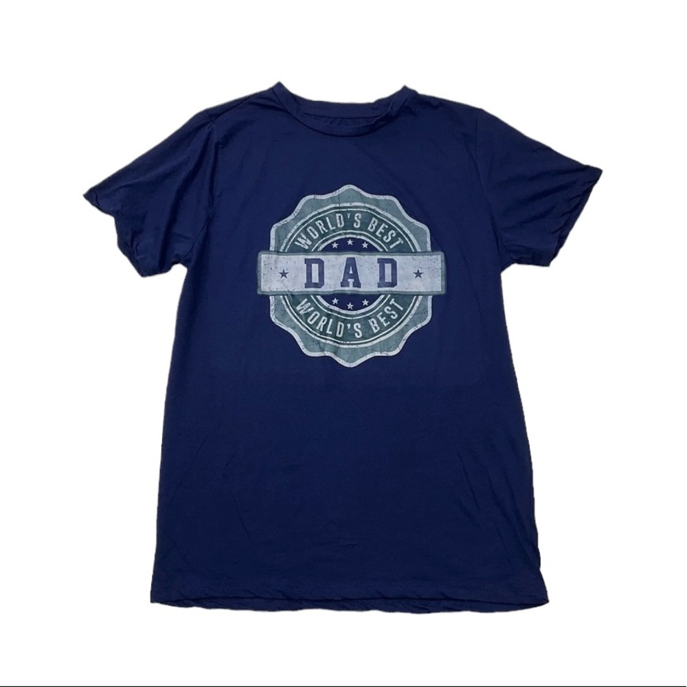Mission Ridge Mens Multiple Sizes Worlds Best Dad Short Sleeve Blue T-Shirt